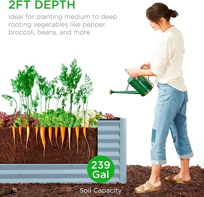 Best Choice Products 8x2x2ft Raised Outdoor Metal Garden Bed, Deep Root Box - Image 4