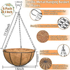 ZeeDix 6 Pack 14 Inch Metal Round Hanging Planter Basket - Image 2