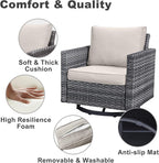 Belord Wicker Chairs Outdoor Bistro Set Oversize Patio Swivel Rocker, Rattan - Image 7
