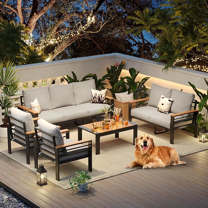 Aoxun Aluminum Patio Furniture Set 7 Seats, Oversized Outdoor Sectional - Image 9
