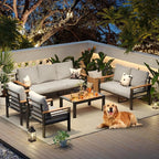 Aoxun Aluminum Patio Furniture Set 7 Seats, Oversized Outdoor Sectional - Image 9