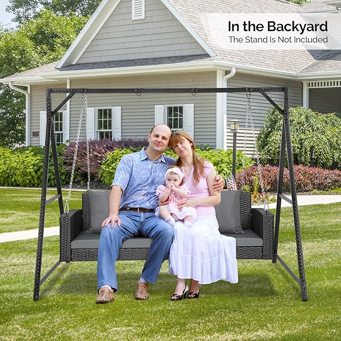 VINGLI Heavy Duty 800 LBS Wicker Hanging Porch Swing - Image 7