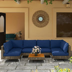 Outsunny 7 Piece Wicker Patio Furniture Set, Modular Outdoor Sectional - Image 8