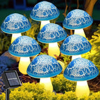 Solar Mushroom Lights Garden Decor 8 Blue Crack Mushrooms Outdoor Decor Stake by Viewpick