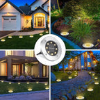 LYHOPE Solar Ground Lights Outdoor, 8 Pack 8 LED Solar Disk Lights Waterproof - Image 3