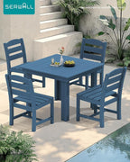 SERWALL Outdoor Dining Set for 4, HDPE Square Table and Chairs Set All Weather - Image 6