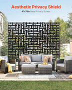 VEVOR Metal Privacy Screen, Outdoor Privacy Screens 3-Panel, Freestanding - Image 2