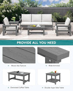 SERWALL HDPE Patio Furniture Set, 7-piece Outdoor Sectional Sofa Set, All - Image 7