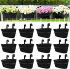 LaLaGreen Rail Planter Outdoor Plants Black Metal Iron Hanging Flower Pots Deck by L%C3%A1L%C3%A1Green