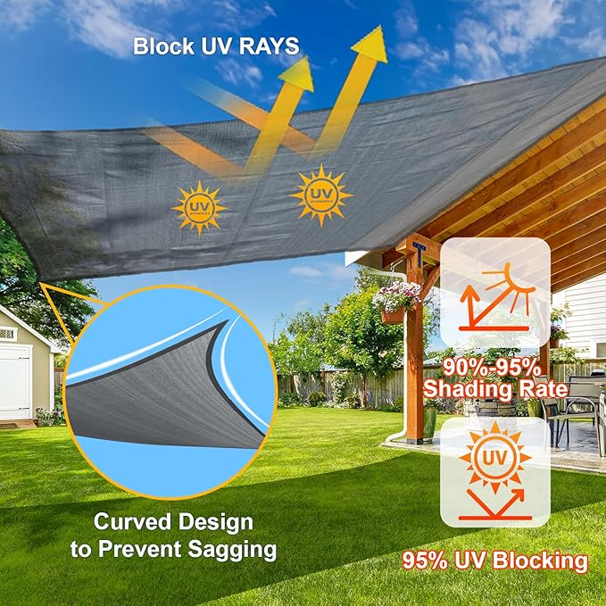 SUNLAX Sun Shade Sail SS-136 20' x 20' x 28.3' Dark Grey Right Triangle Canopy - Image 4