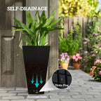 Outsunny Tall Planters for Outdoor Plants Set of 3, 28 in Taper Planters - Image 5
