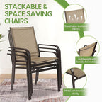 7 Piece Patio Dining Set for 6, 6 Stackable Textilene Chairs and 1 Dining Table - Image 4