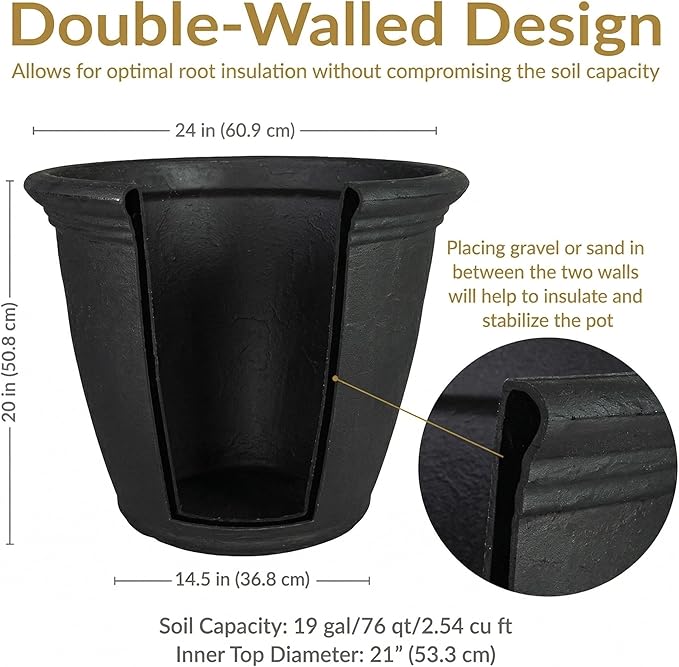 Sunnydaze 24-Inch Anjelica Large Plastic Pot - Image 6