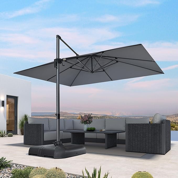 PURPLE LEAF 10' X 13' Patio Umbrella Outdoor Cantilever Rectangle Umbrella by PURPLELEAF