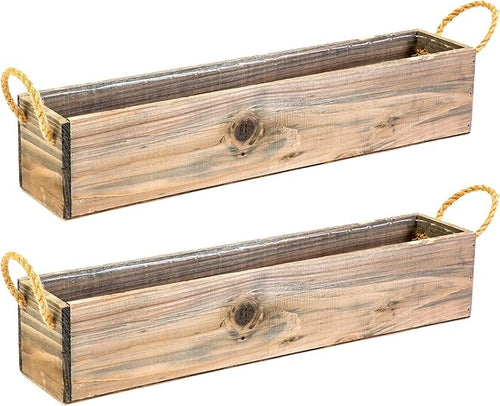 20" Rectangular Rustic Wood Planter by Unknown