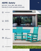 KINGYES Oversized Outdoor Rocking Chair Set of 2, All-Weather Patio Rocking - Image 5