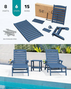 SERWALL Patio Chaise Lounge Chair Set of 4, 5 Positions Adjustable Poly Outdoor - Image 5