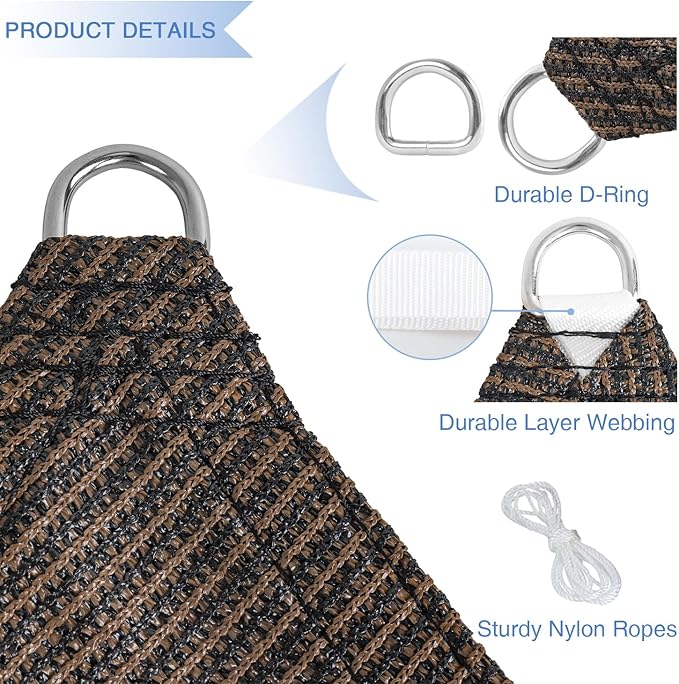 E&K Sunrise 12' x 12' x 12' Sun Shade Sail Triangle Canopy Shade Cover UV Block - Image 4