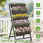 VECELO 5-Tier Vertical Garden Bed, Freestanding Elevated Raised Garden Planter - Image 2