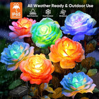 Solar Rose Lights Outdoor: 10 Pack IP65 Waterproof 7-Color Changing LED Flower - Image 4