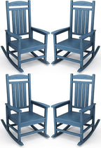 KINGYES HDPE Patio Rocking Chair Set of 4, Outdoor Rocking Chairs Porch Rocker by KINGYES