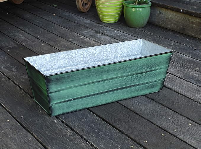 Achla Designs Galvanized Window Flower Box Planter-Green-Medium - Image 8