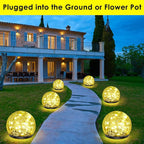 2 Pack 60 LED Solar Garden Lights Outdoor Decoration, Cracked Glass Solar Globe - Image 3