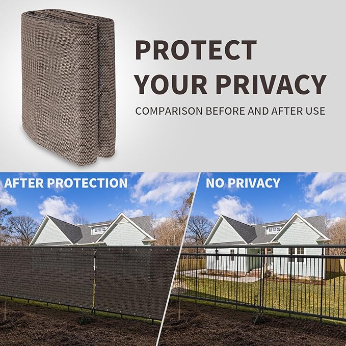 LOVE STORY Custom Size 2'6''x15' Brown Balcony Privacy Screen, UV Block Privacy - Image 5