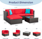 Vongrasig 5 Pieces Small Patio Furniture Sets, All-Weather Outdoor Sectional - Image 2