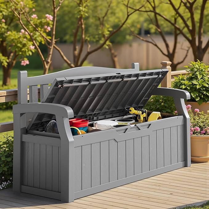 Homall 75 Gallon Outdoor Storage Benches Lockable Deck Box - Image 7