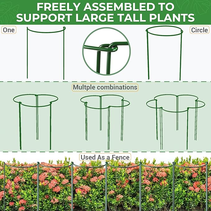 LEOBRO 24 Inch Plant Support Stakes, Peony Cages and Supports, Garden Stakes - Image 7