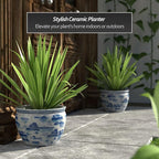 Red Lantern 12" Landscape Blue & White Porcelain Fishbowl Planter or Cachepot - Image 3