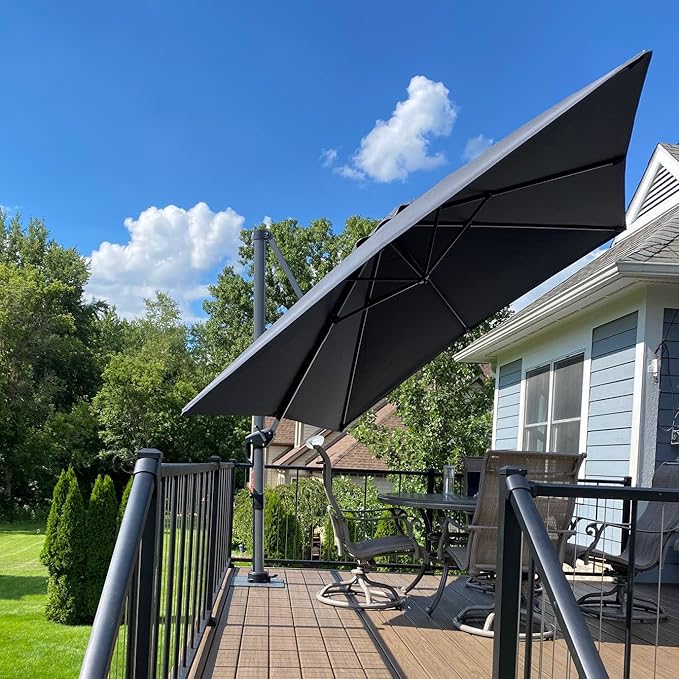 PURPLE LEAF 10 Feet Patio Umbrella Outdoor Cantilever Square Umbrella Aluminum - Image 2