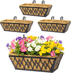 4 Pack 16 Inch Window Boxes Planters Railing Planter Box by KarlliuHOMEGARDEN