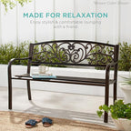 Best Choice Products Outdoor Bench Steel Garden Patio Porch Furniture - Image 8
