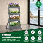 SUNYRISY 4 Tiers Vertical Raised Garden Bed Outdoor Planter Tower, Wooden - Image 4