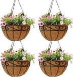 4 Pack 12 Inch Hanging Baskets for Plants Outdoor Metal Hanging Planter Hanging by Qusuxi