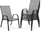 Outdoor Stackable Chairs Set of 6, Stacking Patio Chairs by Villeston