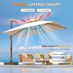 10' X 13' Outdoor Patio Umbrella Large Rectangle Cantilever Umbrella Heavy Duty - Image 3