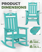 Oversized Rocking Chairs Outdoor Set of 4, High Back Porch Rocking Chair - Image 3