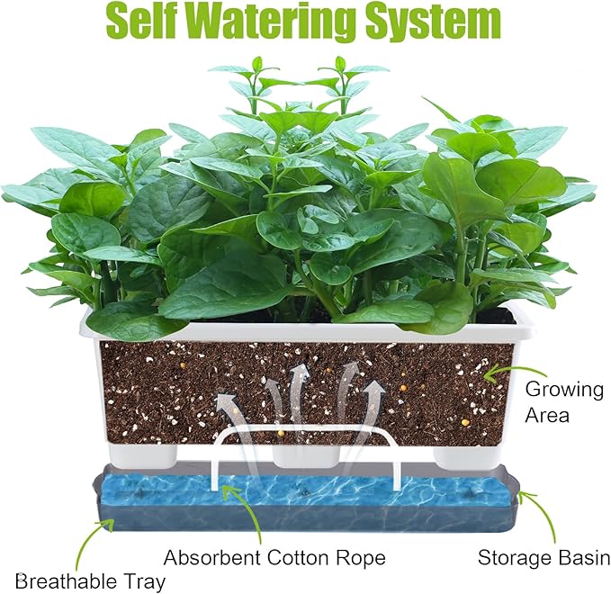 Window Box Planter 8 Pcs, 17 Inches Rectangle Flower Pots - Image 2