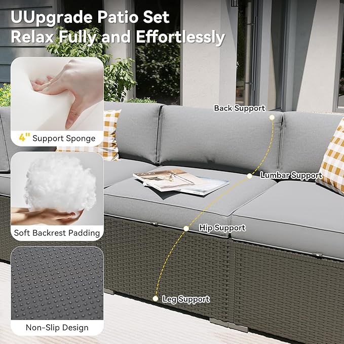 Aoxun Patio Furniture Set with Fire Pit Table, 12 Piece Outdoor Sectional Sofas - Image 2