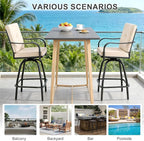 Patio Swivel Bar Stools Set of 4, Outdoor Bar Height Swivel Chairs - Image 7