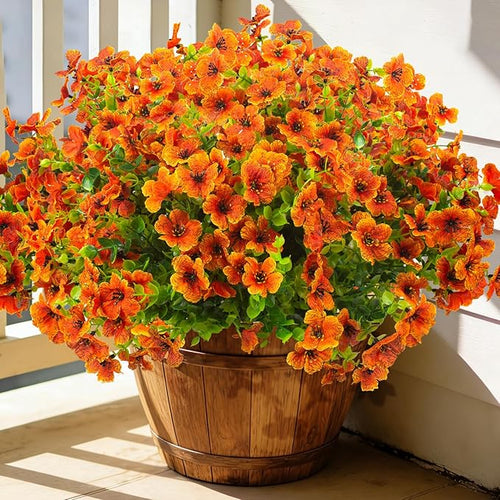 20 Bundles Artificial Flowers for Outdoors, UV Resistant Fake Plants Flowers by Grunyia