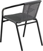 EMMA + OLIVER Set of 4 Modern Rattan Indoor/Outdoor Stack Chairs, Stacking - Image 9
