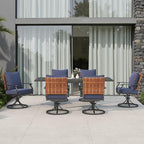 Grand patio 7-Piece Outdoor Dining Set, 6 Leather-Look Wicker Blue Swivel Patio - Image 2