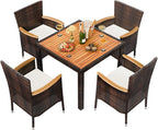 Shintenchi 5 PCS Patio Dining Set, Wicker Outdoor Table and Chairs by Shintenchi