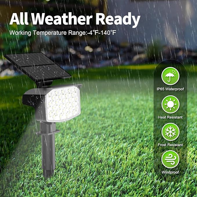 8 Pack Solar Spot Lights Outdoor, Waterproof IP65 Adjustable, 3 Lighting Modes - Image 5
