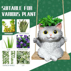 Cat Hanging Planters for Indoor Outdoor Plants, Small Cute Hanging Pots for - Image 4