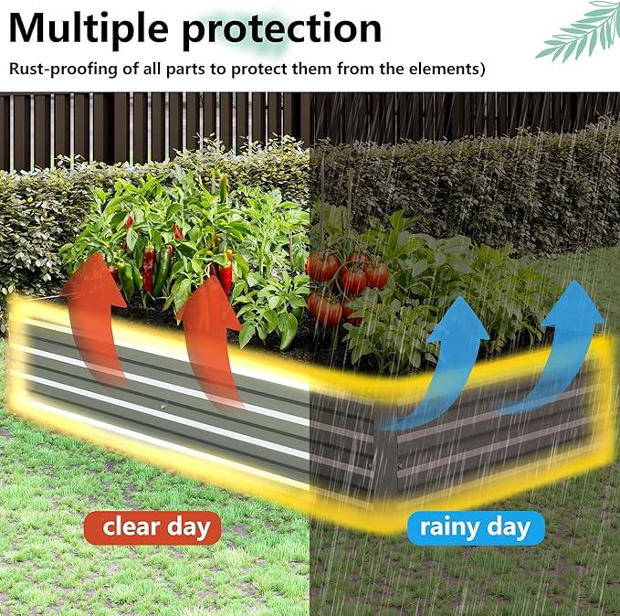 Vengarus 8x4x1FT Galvanized Raised Garden Bed Kit, Outdoor Metal Planter Box - Image 5